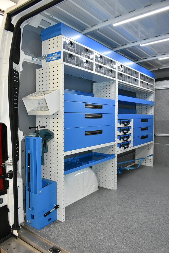 Boxer con cassetti metallici e trasparenti fermavaligie e portamorsa Syncro Friuli