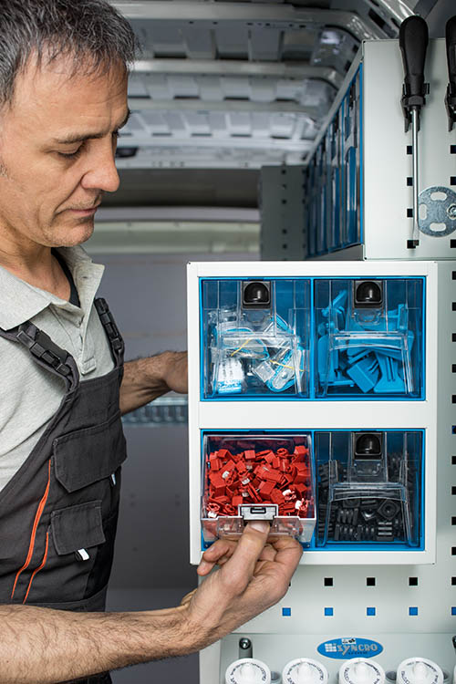 cassettini basculanti trasparenti aperto Syncro Friuli